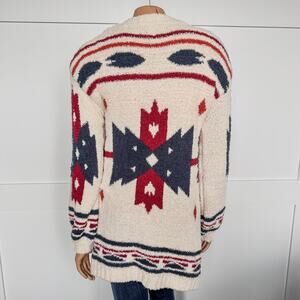 NWT-Blue Rain of Francesca’s, Dylan Geo Print Long Cardigan, Women’s Size Small